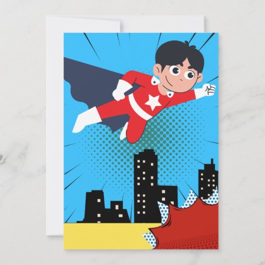 Superhero Comic Book Verjaardagsfeest Kaart (Achterkant)