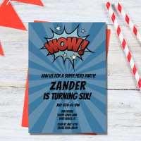 Superhero Comic Boy Verjaardagsfeestuitnodiging