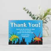 Superhero Comic Boy's Verjaardagsfeestje Dank u Bedankkaart (Staand voorkant)