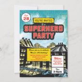 Superhero Comic Party Uitnodiging (Voorkant)