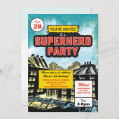 Superhero Comic Party Uitnodiging (Voorkant / Achterkant)