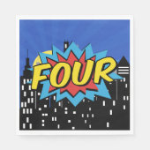 Superhero Comic Speech Bubble 4e verjaardagsfeestj Servet (Voorkant)