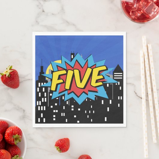 Superhero Comic Speech Bubble 5e verjaardagsfeestj Servet (Insitu)