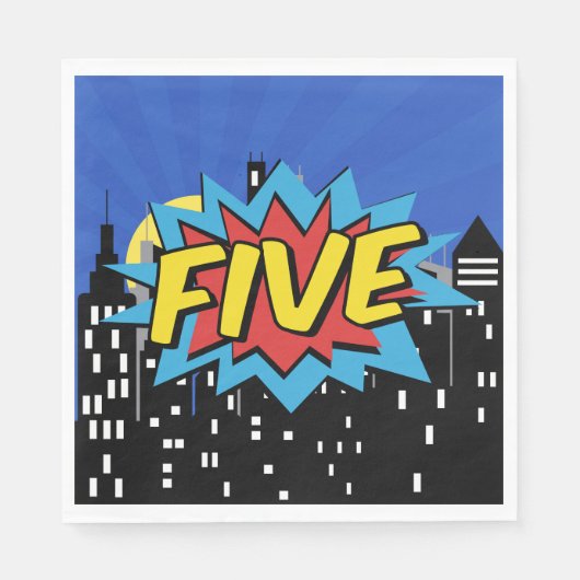 Superhero Comic Speech Bubble 5e verjaardagsfeestj Servet (Voorkant)