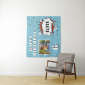 Superhero Comic Speech Cloud Boy Verjaardag Foto Wandkleed (In situ)