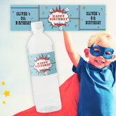 Superhero Comic Speech Cloud Boy Verjaardag Waterfles Etiket
