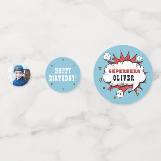 Superhero Comic Speech Cloud Boy Verjaardagsfeest Confetti (Voorkanten)