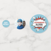 Superhero Comic Speech Cloud Boy Verjaardagsfeest Confetti (Achterkanten)