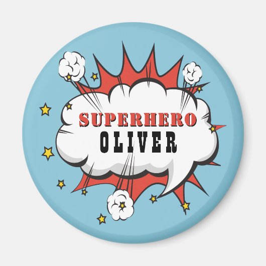Superhero Comic Speech Cloud Boy Verjaardagsfeest Magneet (Voorkant)
