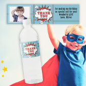 Superhero Comic Speech Cloud Foto Verjaardag Waterfles Etiket