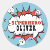 Superhero Comic Speech Cloud Kinder Ronde Sticker (Voorkant)