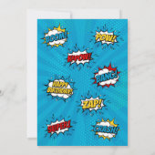 Superhero Comic Verjaardag Uitnodiging Jongen (Achterkant)