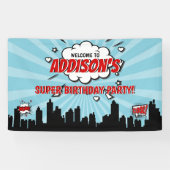 Superhero Comic Verjaardagsfeestje Welkomstbanner Spandoek (Horizontaal)