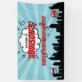 Superhero Comic Verjaardagsfeestje Welkomstbanner Spandoek (Verticaal)