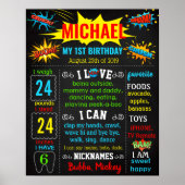 SuperHero Comics Super Hero Birthday board Poster (Voorkant)