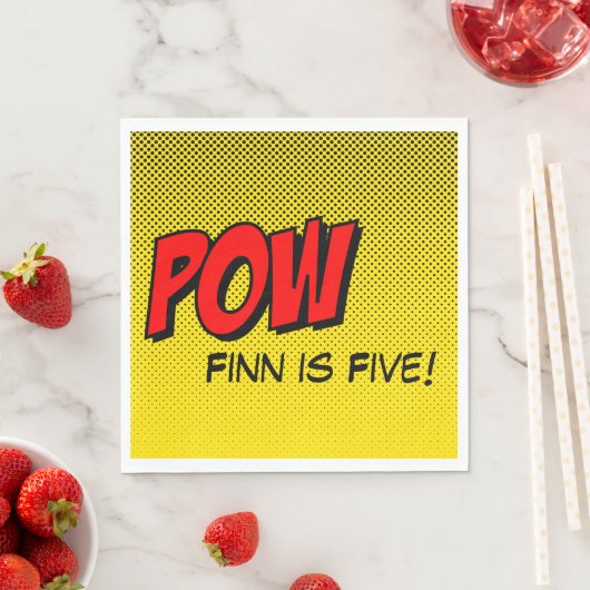 Superhero Custom Servetten - POW Geel Zwart Terug (Insitu)