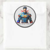 "Superhero Design Studio" Ronde Sticker (Tas)