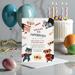 Superhero Dieren Schattige Kinderen Verjaardagsuit Kaart<br><div class="desc">Ons "Superhero Cute Animals Birthday" collectie bevat verschillende superheldendieren gekleed in capes en maskers met retro gezegden eromheen geplakt. In combinatie met leuke typografie is dit collectie perfect voor je kinderverjaardag. Bekijk onze winkel voor meer overeenkomende objecten.</div>