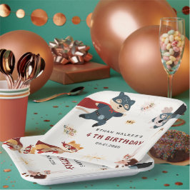 Superhero Dieren Schattige Party Animals Kids Verj Papieren Bordje