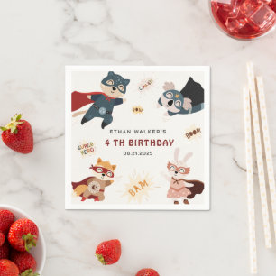 Superhero Dieren Schattige Party Animals Kids Verj Servet