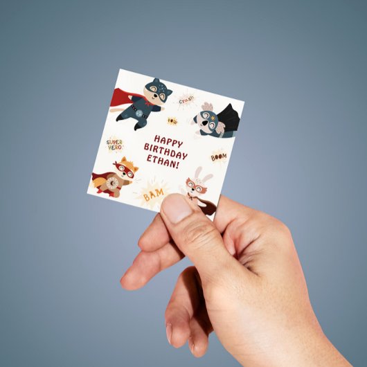 Superhero Dieren Schattige Party Animals Kids Verj Vierkante Sticker