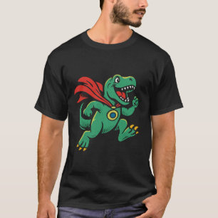 Superhero Dinosaur Cartoon Illustratie T-shirt