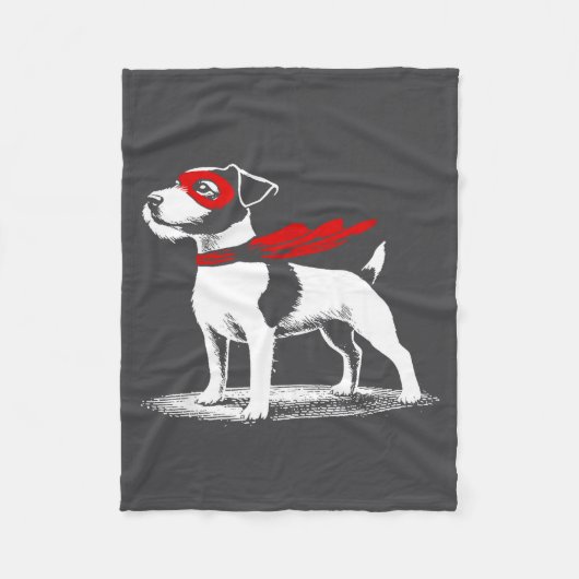 Superhero Dog Cape Illustration Funny Loyal Pet He Fleece Deken (Voorkant)