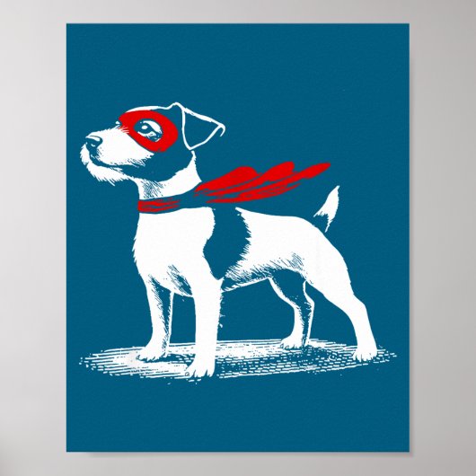Superhero Dog Cape Illustration Funny Loyal Pet He Poster (Voorkant)