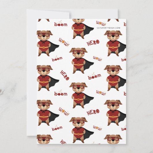 Superhero Dog Verjaardag Puppy Pawty Kaart (Achterkant)