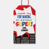 Superhero Favor Tags, rood Cadeaulabel (Voorkant)