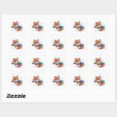 Superhero Fox Flying Cartoon Art Sticker (Vel)