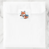 Superhero Fox Flying Cartoon Art Sticker (Tas)