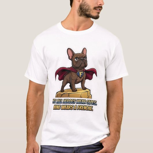 Superhero Franse Bulldog Cute Frenchie Held Design T-shirt (Voorkant)