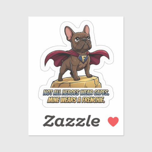 Superhero French Bulldog Cute Frenchie Hero Design Sticker (Vel)