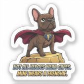 Superhero French Bulldog Cute Frenchie Hero Design Sticker (Voorkant)