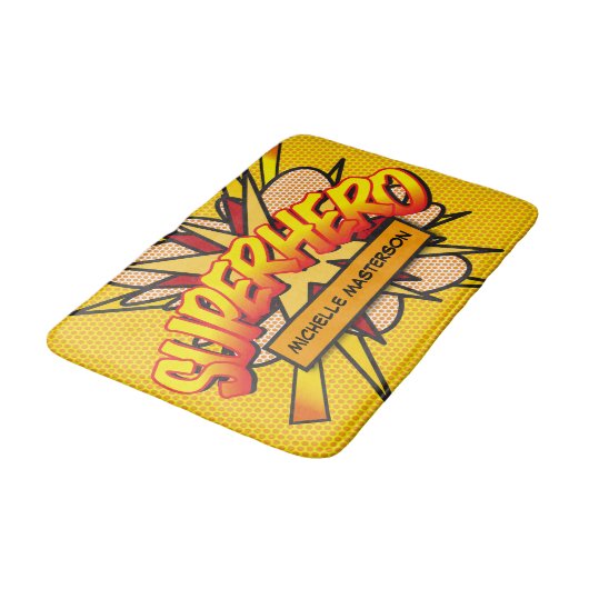 SUPERHERO Fun Retro Comic Book Pop Art Badmat (Gekanteld)