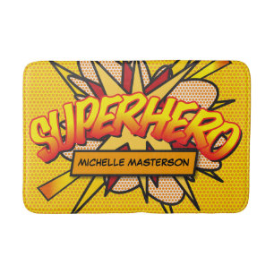 SUPERHERO Fun Retro Comic Book Pop Art Badmat