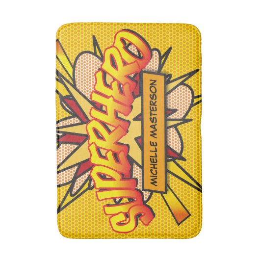 SUPERHERO Fun Retro Comic Book Pop Art Badmat (Voorkant Verticaal)