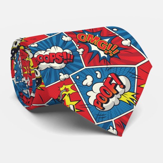 Superhero, Gamer, Comic Book Theme Tie Stropdas (Opgerold)