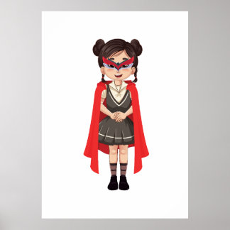 Superhero Girl Digitaal Poster | Printable Hero Ar