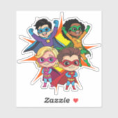 Superhero Jongen en Meisje Custom-Cut Vinyl Sticke Sticker (Vel)