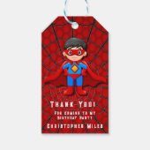 SuperHero Jongen Verjaardagsfeestje Dank u Cadeaulabel (Voorkant)