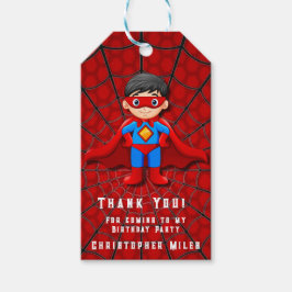 SuperHero Jongen Verjaardagsfeestje Dank u Cadeaulabel