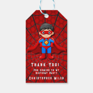 SuperHero Jongen Verjaardagsfeestje Dank u Cadeaulabel