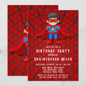 SuperHero Jongen Verjaardagsfeestje Kaart (Voorkant / Achterkant)