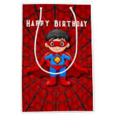 SuperHero Jongen Verjaardagsfeestje Medium Cadeauzakje (Voorkant)