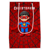 SuperHero Jongen Verjaardagsfeestje Medium Cadeauzakje (Achterkant)