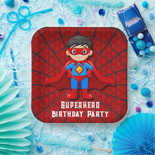 SuperHero Jongen Verjaardagsfeestje Papieren Bordje (Feest)