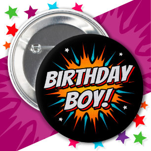 Superhero Party Comic Book Hero Verjaardag Jongen Ronde Button 5,7 Cm