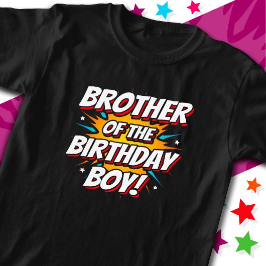 Superhero Party Comics Brother of Birthday Boy T-shirt